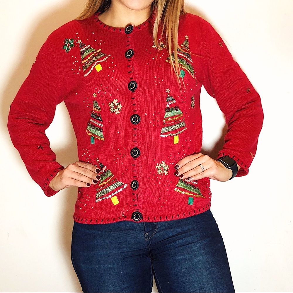 Vintage Ugly Christmas Tree Cardigan